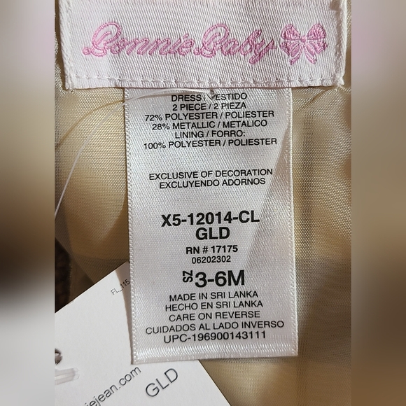 NWT Bonnie Baby size 3-6M black/gold 2-piece coat & dress - Picture 6 of 9